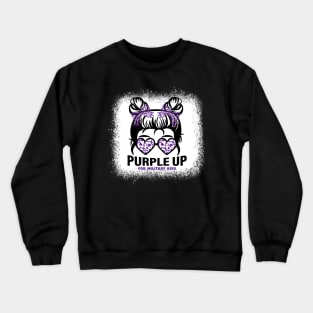 Purple up for military kids Messy bun Military child Month Crewneck Sweatshirt